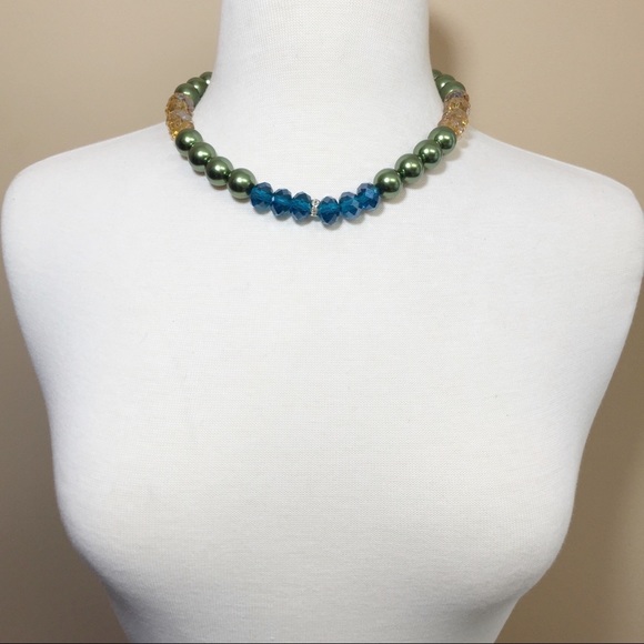 Multicolor Pearl Glass Bead Necklace Earring Set - Picture 2 of 3